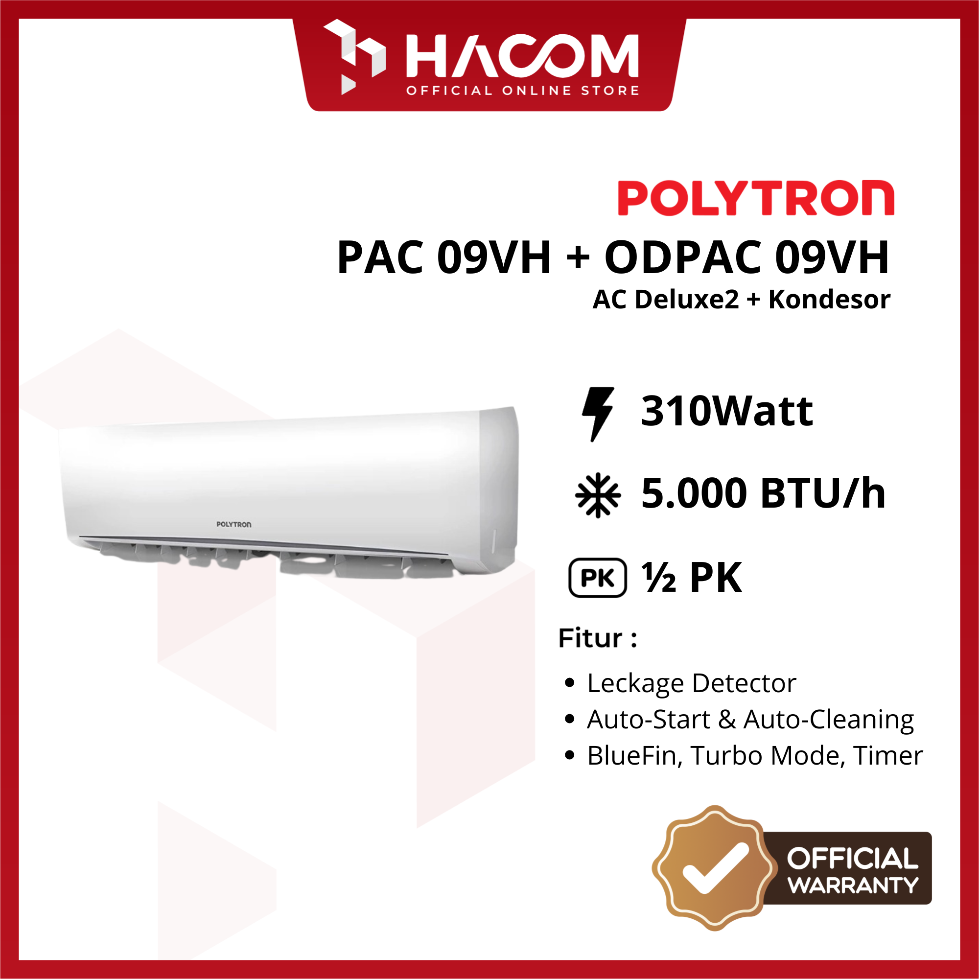EL74 POLYTRON DELUXE 2 AC 1 PK (PAC 09VH) 1 PK + EL74 POLYTRON KONDENSOR AC (ODPAC 09VH)