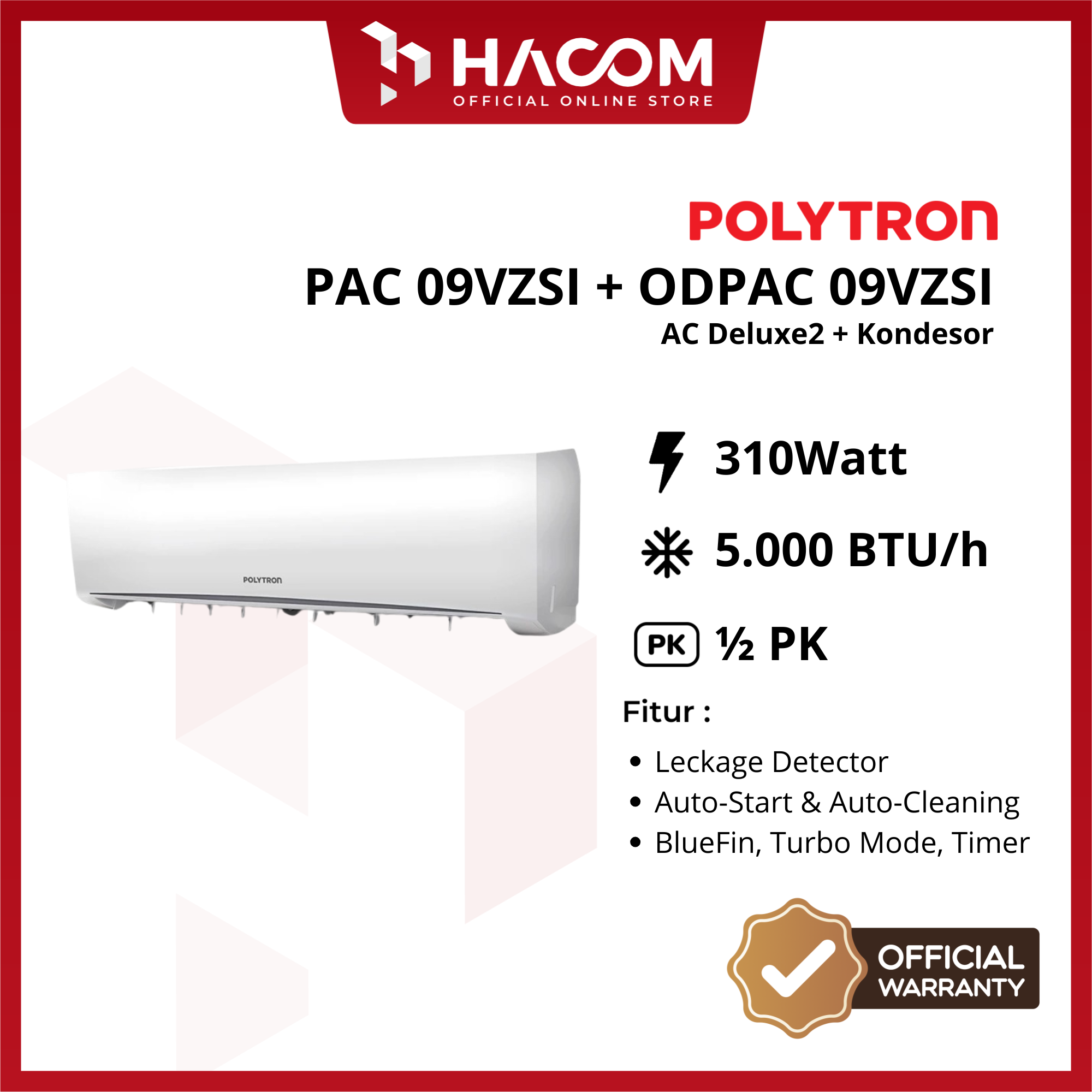 AC SMART NEUVA PRO (PAC 09VZSI) 1 PK + KONDENSOR AC (ODPAC 09VZSI)