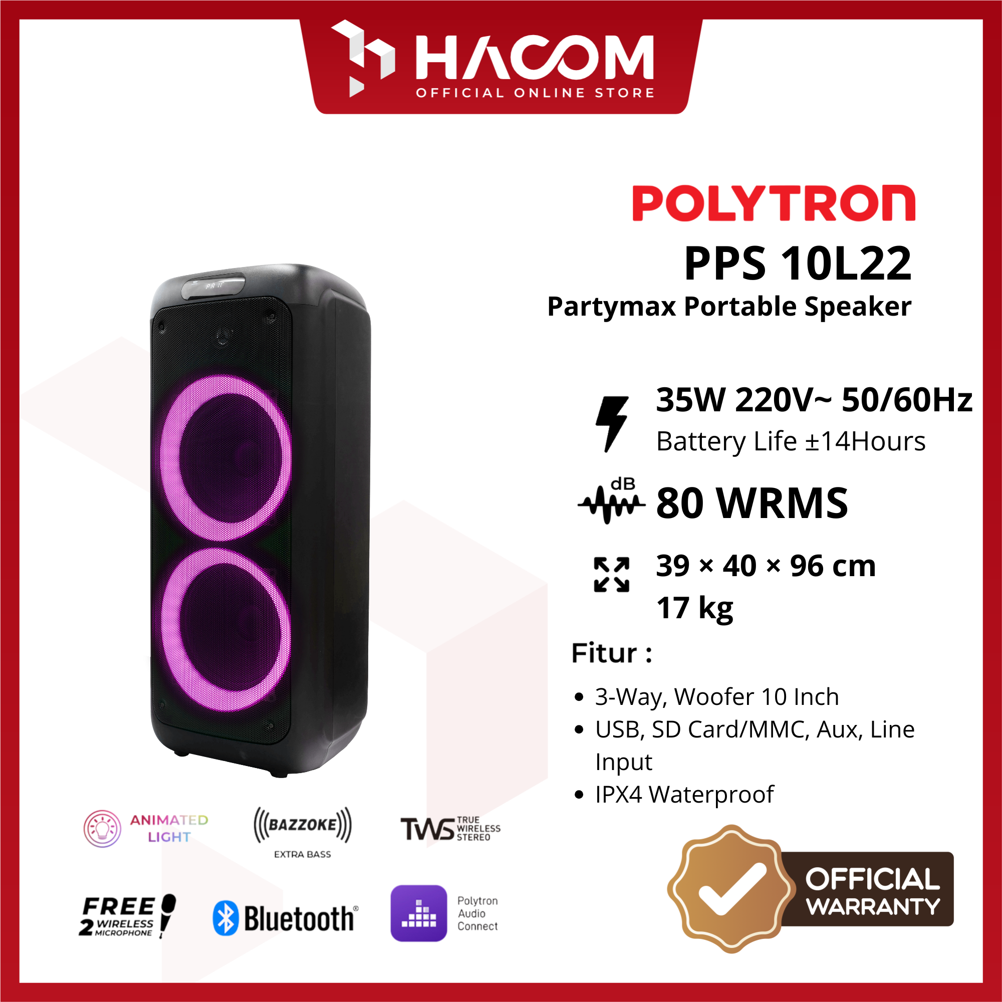 PARTYMAX PORTABLE SPEAKER (PPS 10L22)