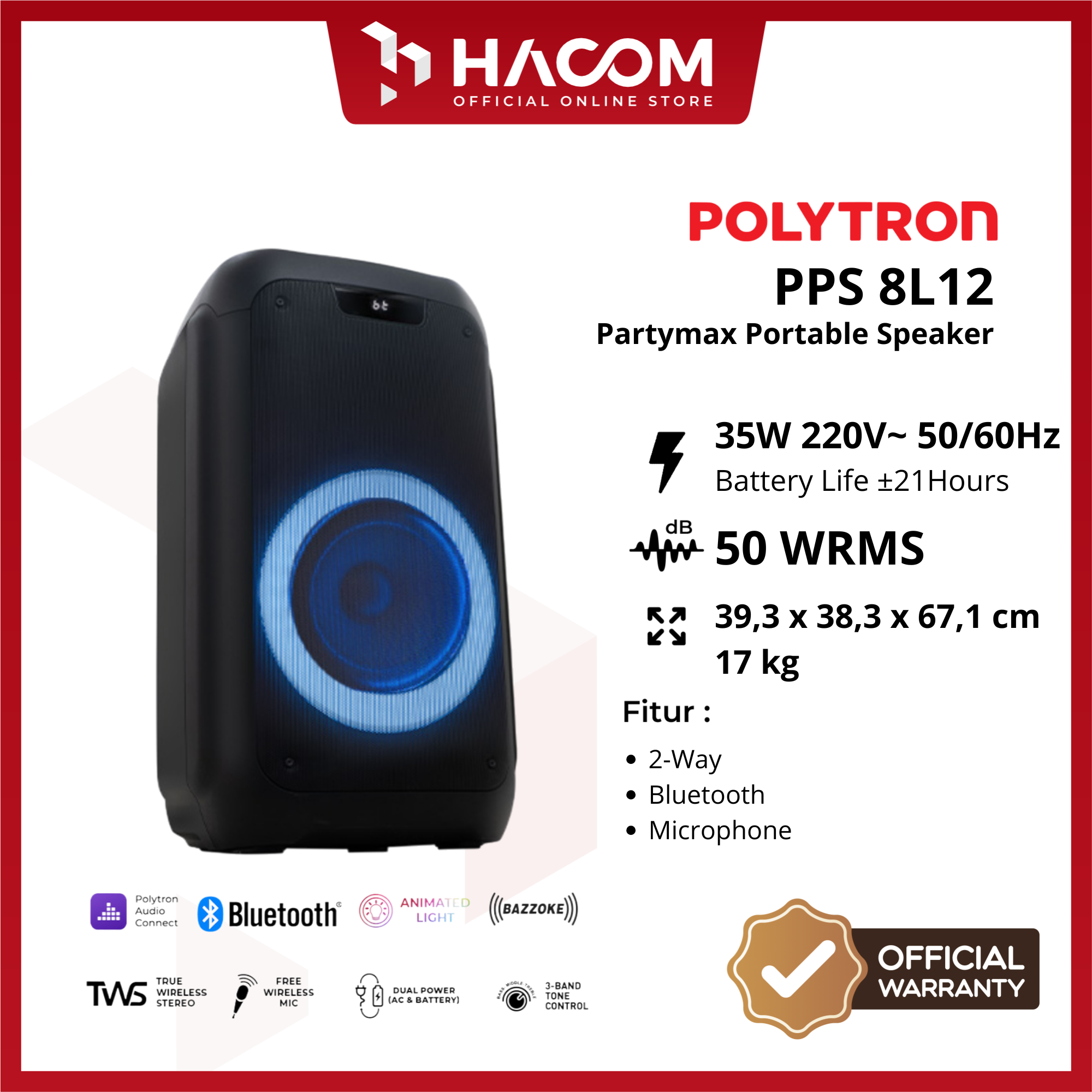 EL30 POLYTRON PARTYMAX PORTABLE SPEAKER (PPS 8L12)