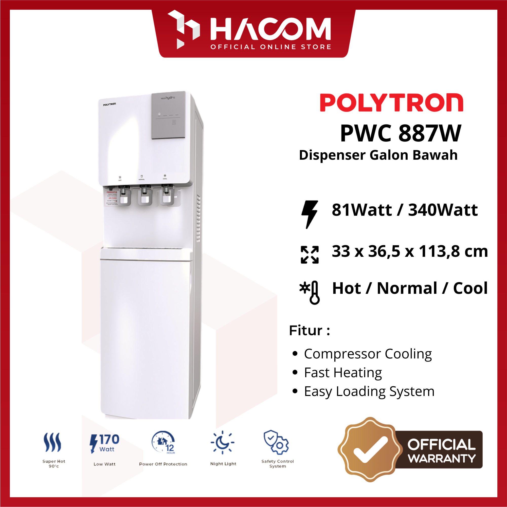 DISPENSER GALON BAWAH (PWC 887W)
