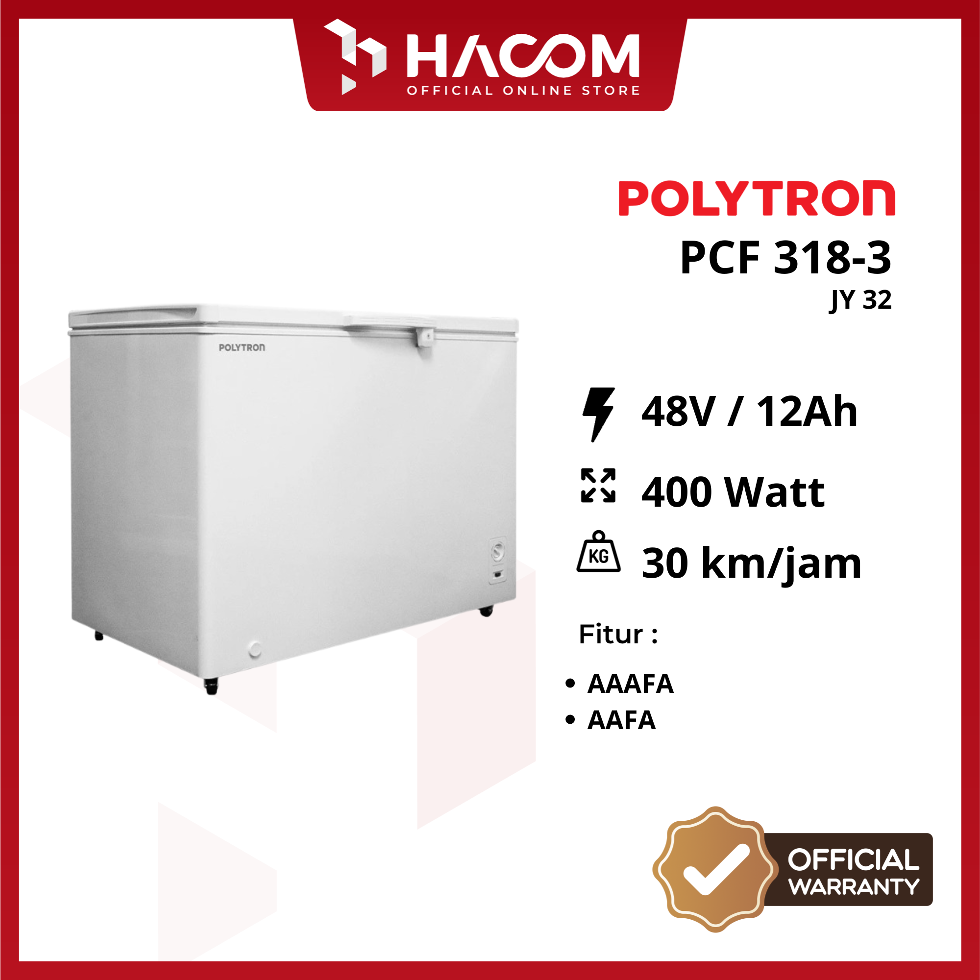 EL75 POLYTRON FRIZER RUMAHAN CHEST FREEZER (PCF 318-3) 300 L