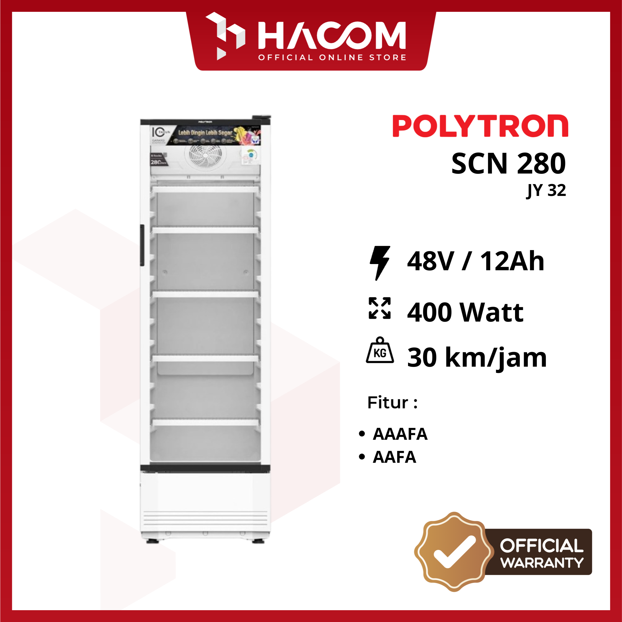 EL76 POLYTRON PENDINGIN MINUMAN SHOWCASE FAST COOL (SCN 280) 280