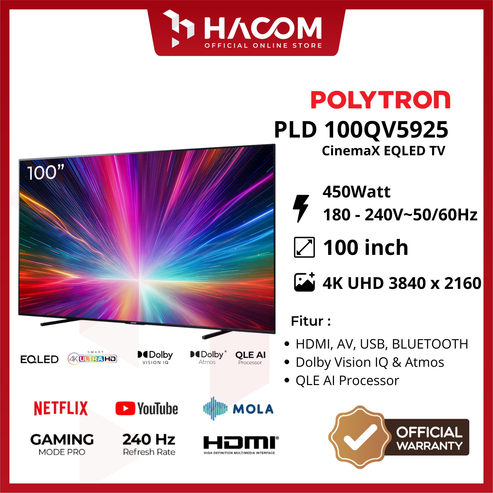 POLYTRON CINEMAX EOLED TV PLD 100QV5925